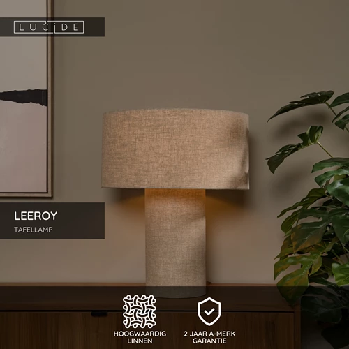 Lucide LEEROY - Tafellamp - 1xE27 - Taupe - USP